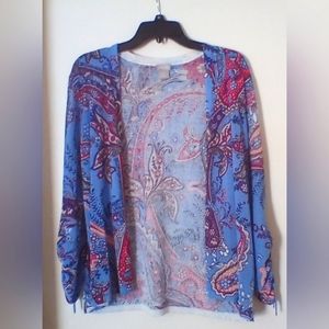 Woman Open Front Casual Light Sweater With Draw String Sleeves-Size Sm/Med